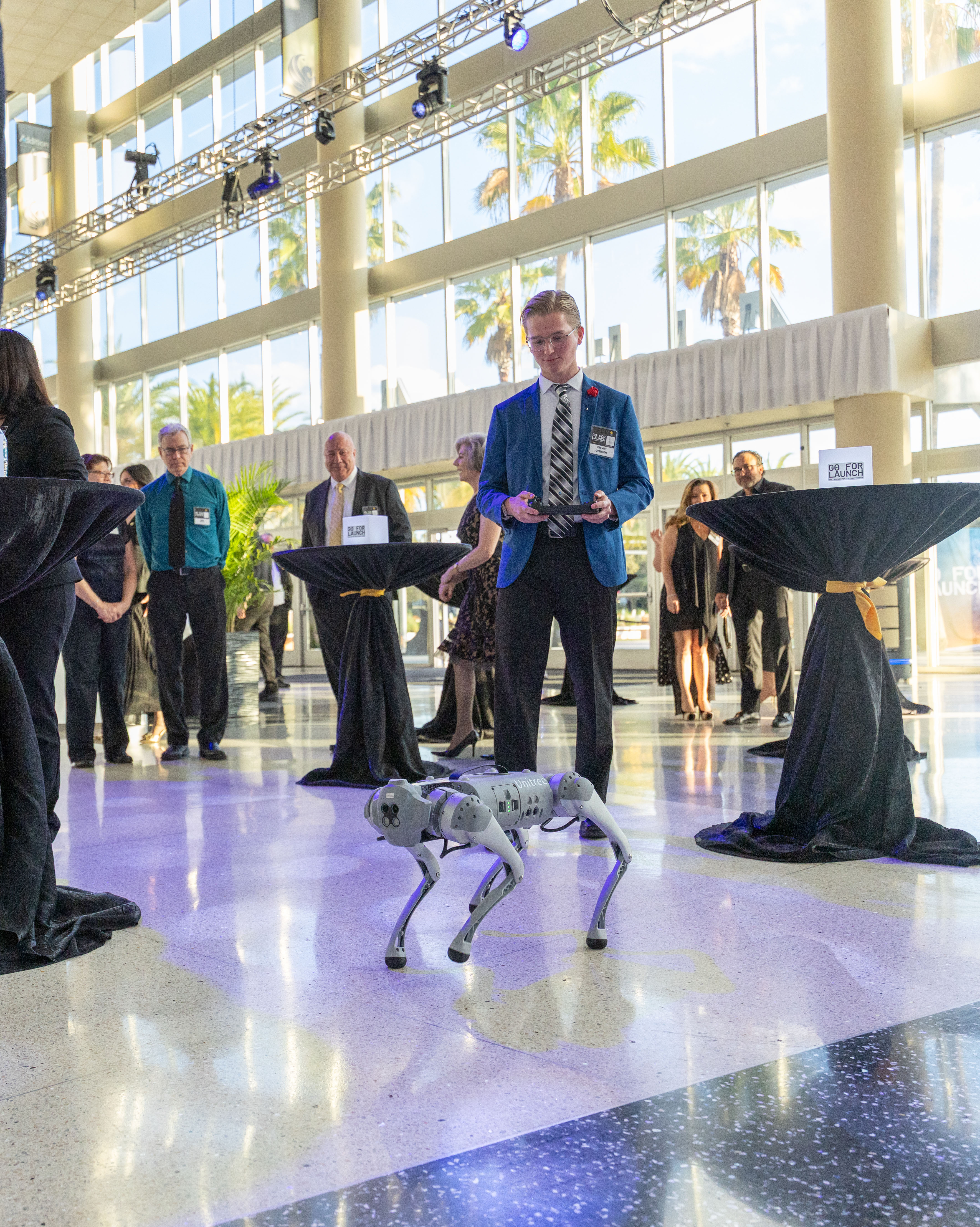 Trevor Overton controlling a robotic dog